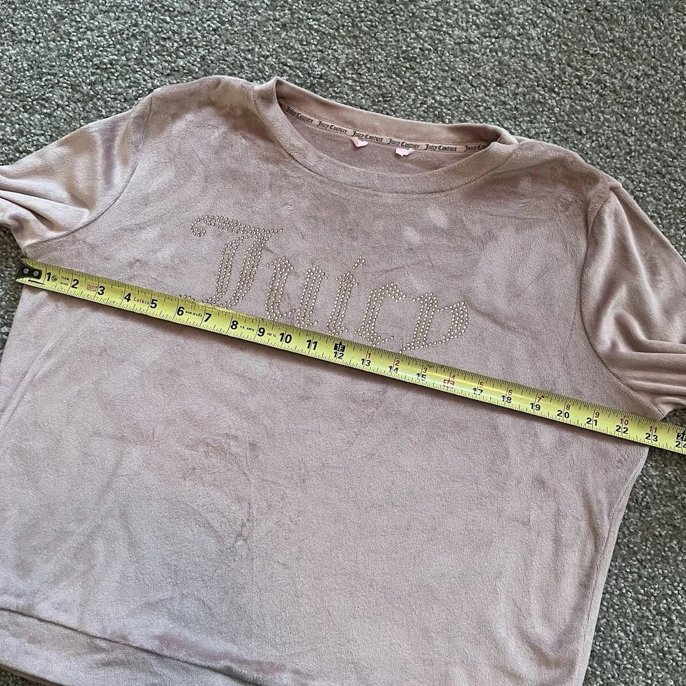 Juicy Couture Blush Pink Velour Bling Top Sleep Shirt Sz L Cozy Loungewear‎ Y2K